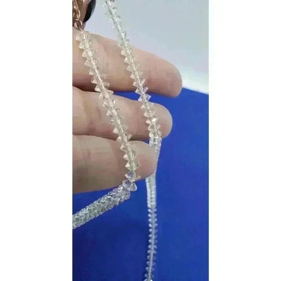 Vintage Clear Crystal Diamond Cut Choker Earrings Art Deco Wedding - Picture 9 of 10